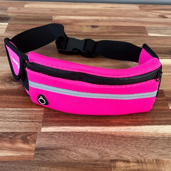 E Tronic Adjustable Running Belt Pink Black Hiking Running Cell Phone Money Key - Picture 1 of 4
